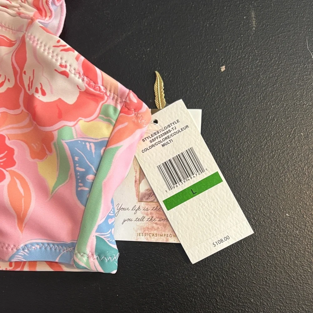 Jessica Simpson Pink and Blue Floral Bikini - Picture 3 of 6